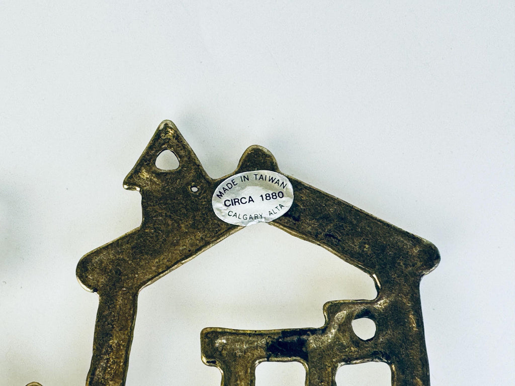 Vintage Brass House & Tree Key Rack  1970s Solid Brass Wall-Mount Key Hooks  Cottage Entryway Organizer