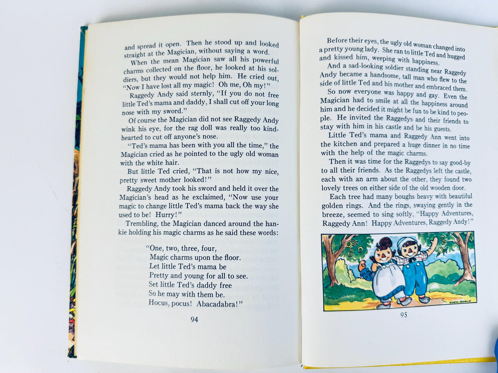 Vintage 1961 Raggedy Ann & The Golden Ring Hardcover Book  1960s Childrens Fantasy Hardcover Illustration Storybook