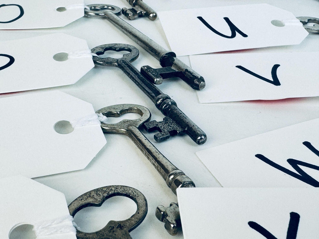 Vintage Solid Metal Skeleton Keys for Crafts & Weddings - Mid-Century Nickel + Steel Keys for Art, Jewelry, Assemblage - Sold Separately