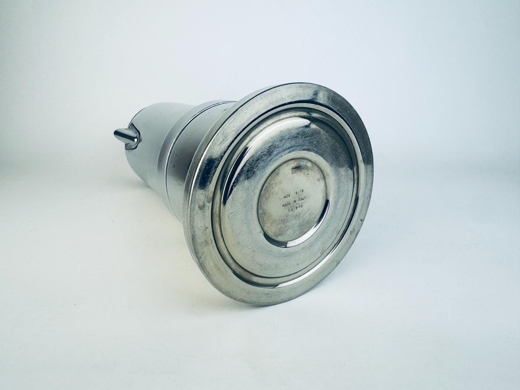 Vintage Vev Viganò Kontessa 'INOX' Italian 18/10 Silver Stainless Steel & Gold Italian Stovetop Espresso Maker - Made In Italy