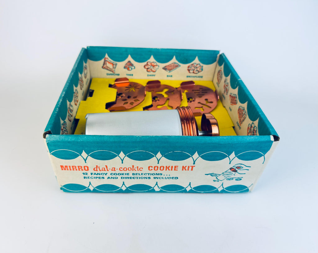 Vintage Mirro “Dial-A-Cookie Kit  Copper & Aluminum Cookie Press Set (1950s)
