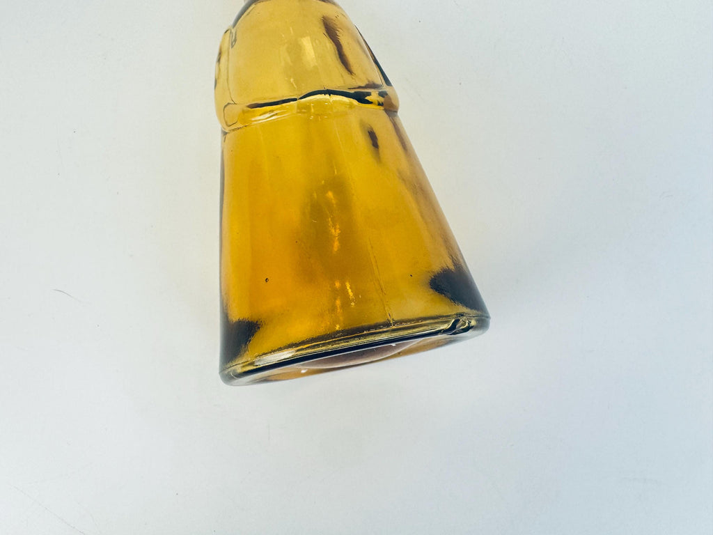 Vintage Amber Glass Face Decanter - 1960s Kosta Boda Höglund Style Art Glass