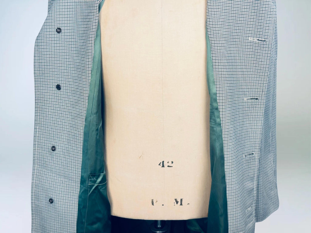 Vintage Early 1970s London Fog IMAGINIT Textured Polyester Houndstooth Tan & Black Overcoat  Made in Canada  Classic Maincoat