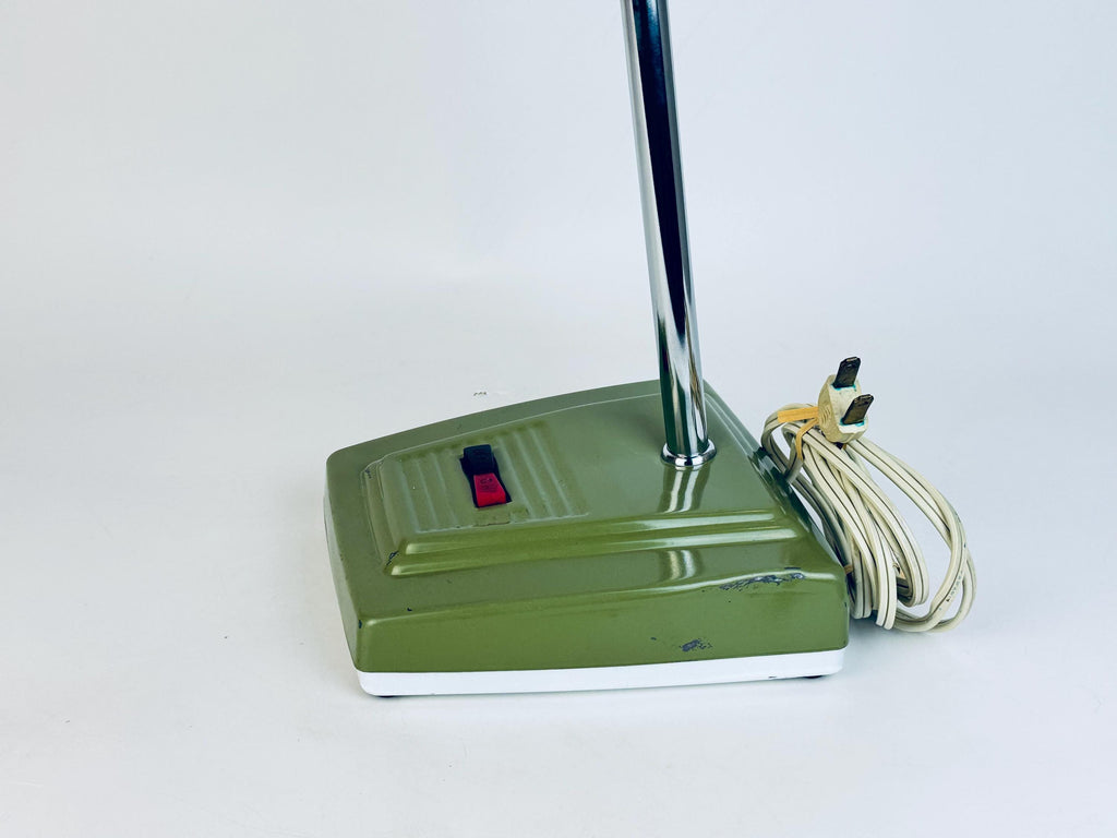 Vintage 1970s Japanese Olive Green Metal Gooseneck Desk Lamp  Made In Japan  Fluorescent Task Light