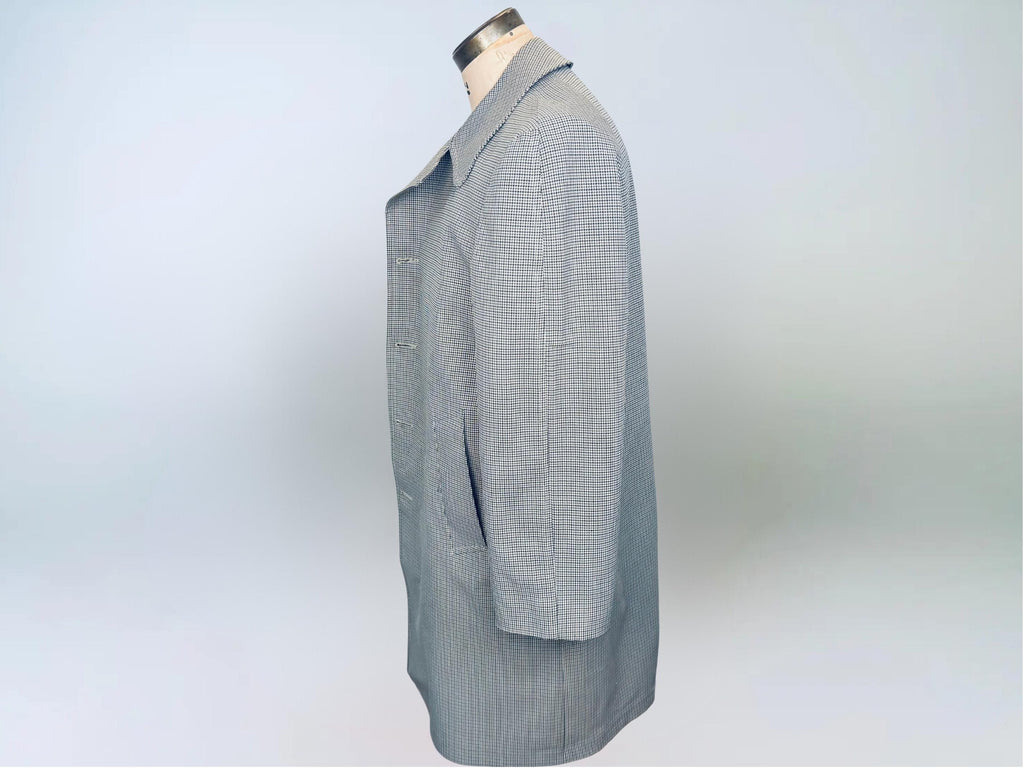 Vintage Early 1970s London Fog IMAGINIT Textured Polyester Houndstooth Tan & Black Overcoat  Made in Canada  Classic Maincoat
