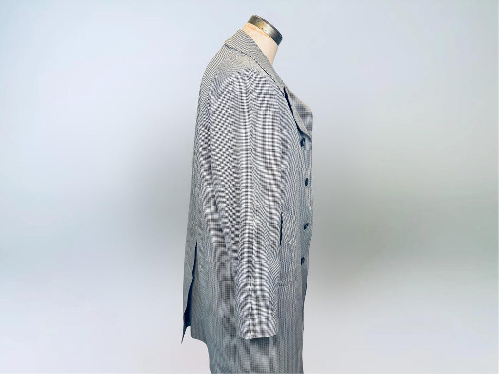 Vintage Early 1970s London Fog IMAGINIT Textured Polyester Houndstooth Tan & Black Overcoat  Made in Canada  Classic Maincoat