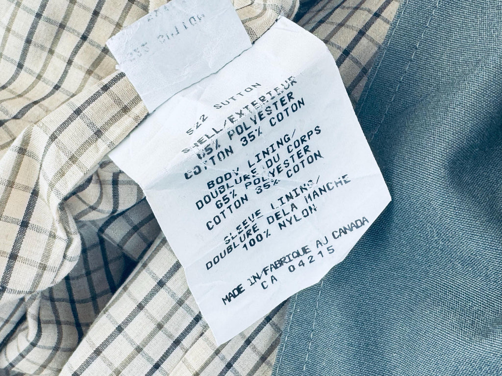 Vintage 1980s London Fog “Sutton Slate Green Military-Style Cotton Blend Belted Trench Coat  Made in Canada  Water Repellent Raincoat