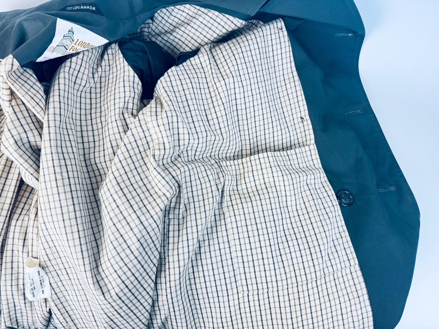 Vintage 1980s London Fog “Sutton Slate Green Military-Style Cotton Blend Belted Trench Coat  Made in Canada  Water Repellent Raincoat