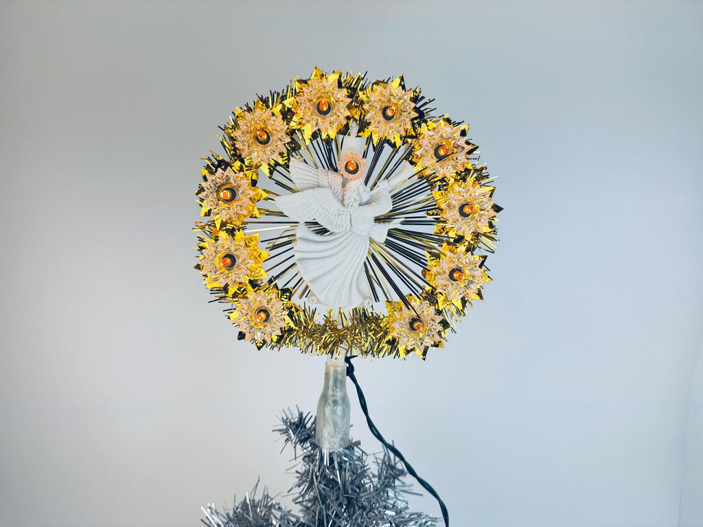 Vintage 'Alderbrook' Illuminated Angel Tree Top Christmas Tree Topper - 7 Inch