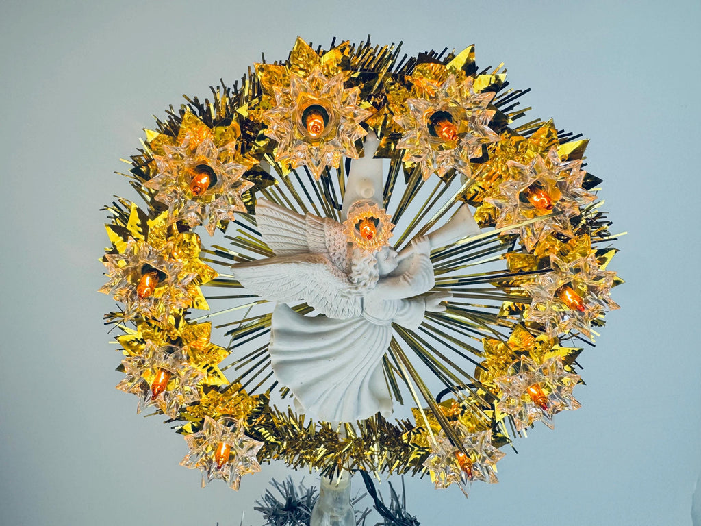 Vintage 'Alderbrook' Illuminated Angel Tree Top Christmas Tree Topper - 7 Inch