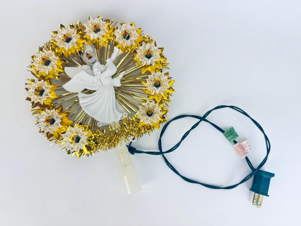 Vintage 'Alderbrook' Illuminated Angel Tree Top Christmas Tree Topper - 7 Inch