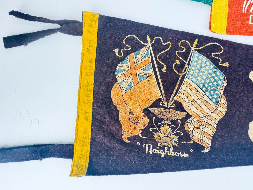 Vintage 1950s-1960s Canadian Souvenir Large & Small Felt Tapered Pennant/Wall Hangings - Each Sold Separately
