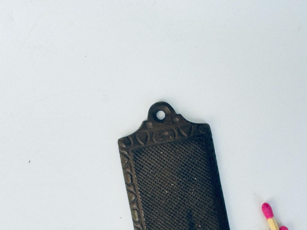 Antique Vintage 1930s Solid Bronze Wall-Mount Match Striker Plate - Architectural Hearth Hardware - Dark Rich Bronze Patina