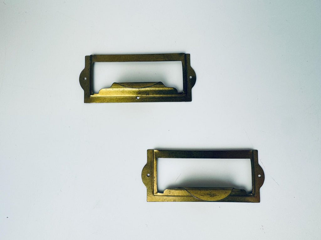 Vintage 1950s Brass Label-Holder Drawer Pull  Solid & Lightweight Variants  Classic Filing Cabinet Hardware  Each Sold Separately