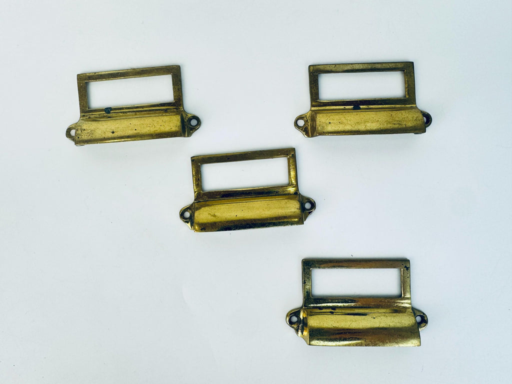 Vintage 1950s Brass Label-Holder Drawer Pull  Solid & Lightweight Variants  Classic Filing Cabinet Hardware  Each Sold Separately