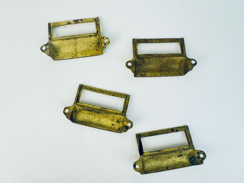 Vintage 1950s Brass Label-Holder Drawer Pull  Solid & Lightweight Variants  Classic Filing Cabinet Hardware  Each Sold Separately