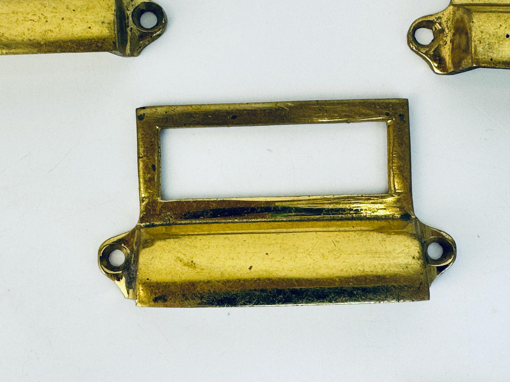 Vintage 1950s Brass Label-Holder Drawer Pull  Solid & Lightweight Variants  Classic Filing Cabinet Hardware  Each Sold Separately