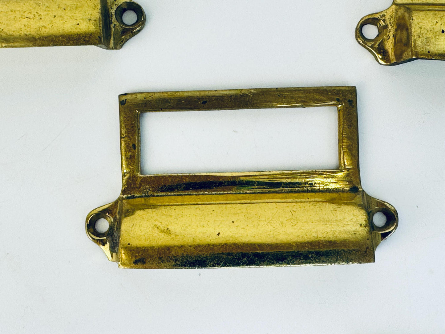 Vintage 1950s Brass Label-Holder Drawer Pull  Solid & Lightweight Variants  Classic Filing Cabinet Hardware  Each Sold Separately