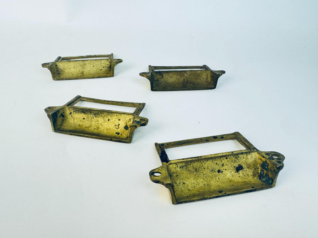 Vintage 1950s Brass Label-Holder Drawer Pull  Solid & Lightweight Variants  Classic Filing Cabinet Hardware  Each Sold Separately