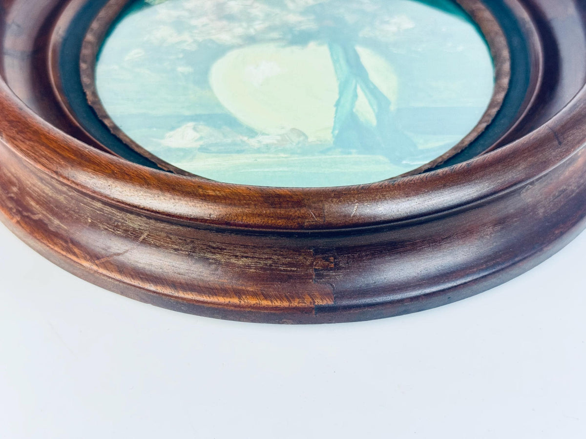 Antique Late-Victorian Circa 1890s Dark Walnut Oval Wood Photo Frame (8 × 10)  Architectural Wall & Table Display