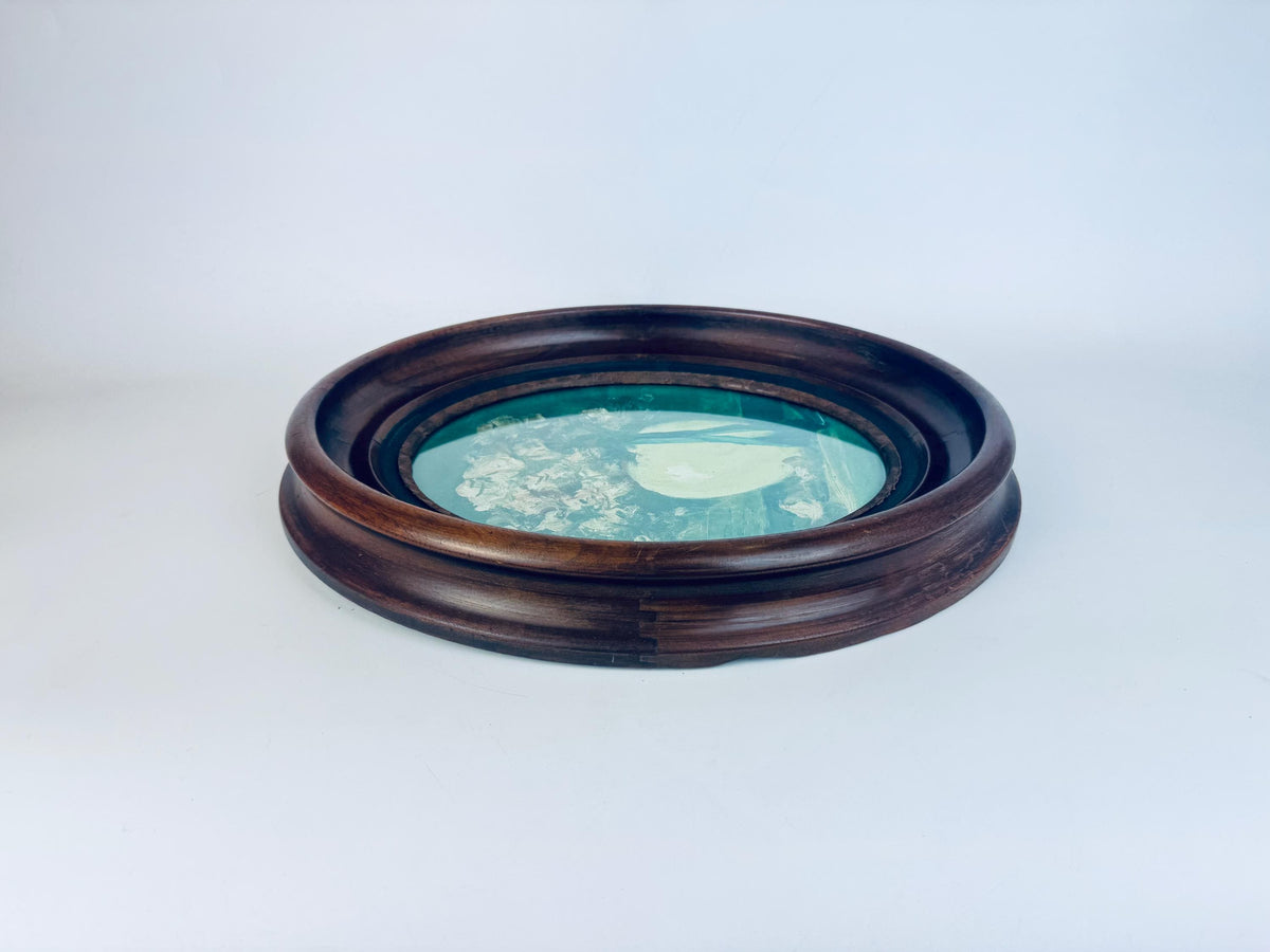 Antique Late-Victorian Circa 1890s Dark Walnut Oval Wood Photo Frame (8 × 10)  Architectural Wall & Table Display