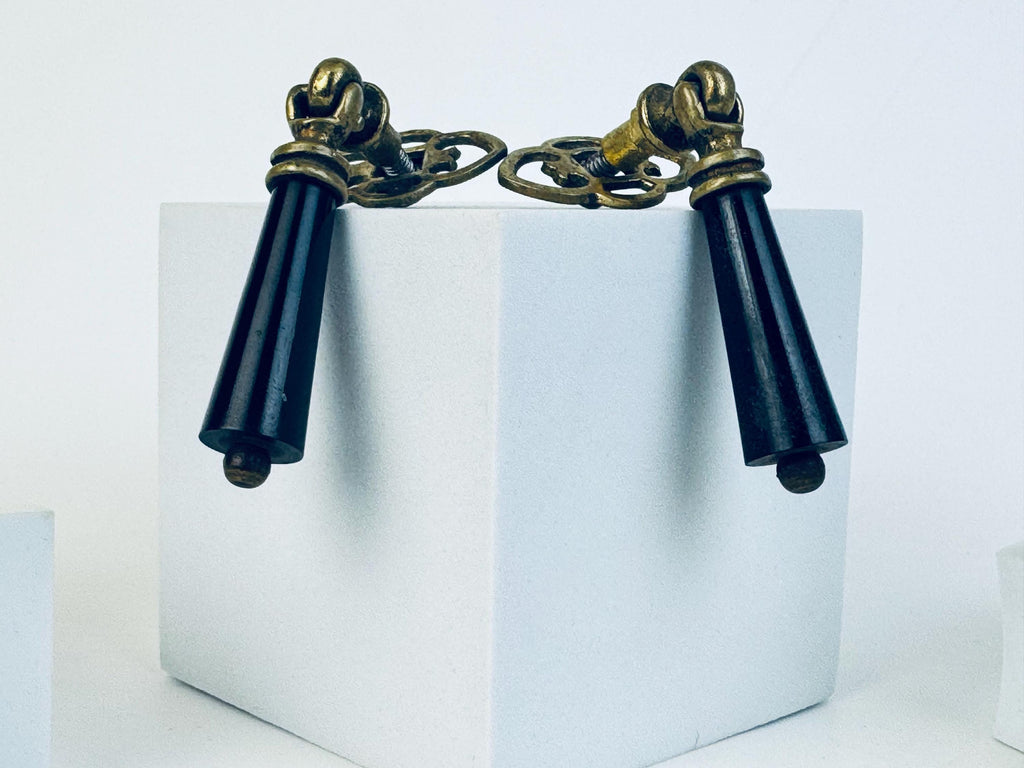 Vintage Brass & Stone Drawer Drop Pull Collection  Green Marble Stone  Black Drop  Gold Brass Tassel Hardware  Pulls Sold Separately