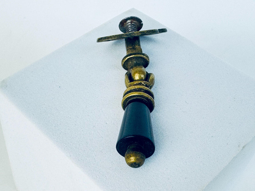 Vintage Brass & Stone Drawer Drop Pull Collection  Green Marble Stone  Black Drop  Gold Brass Tassel Hardware  Pulls Sold Separately