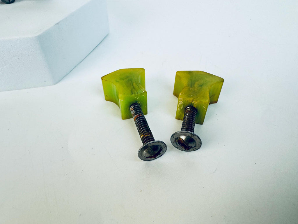 Vintage Brass & Bakelite Drawer Pulls  Green Marble Swirl + Faux Tortoise Shell  Pulls Sold Separately