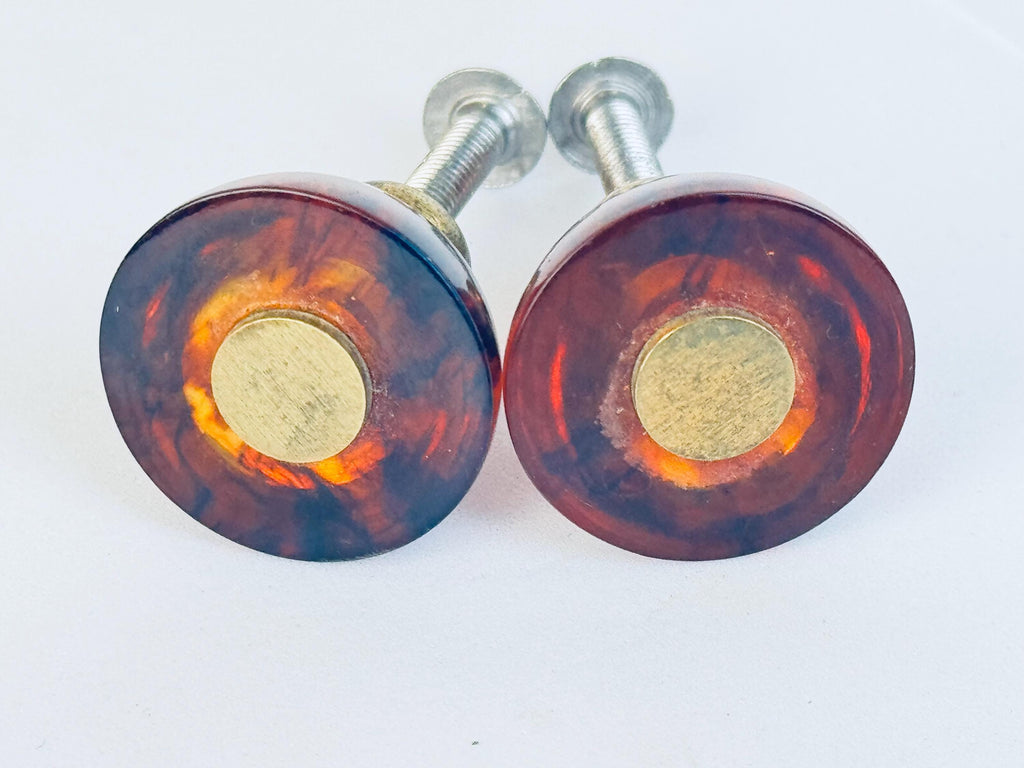 Vintage Brass & Bakelite Drawer Pulls  Green Marble Swirl + Faux Tortoise Shell  Pulls Sold Separately
