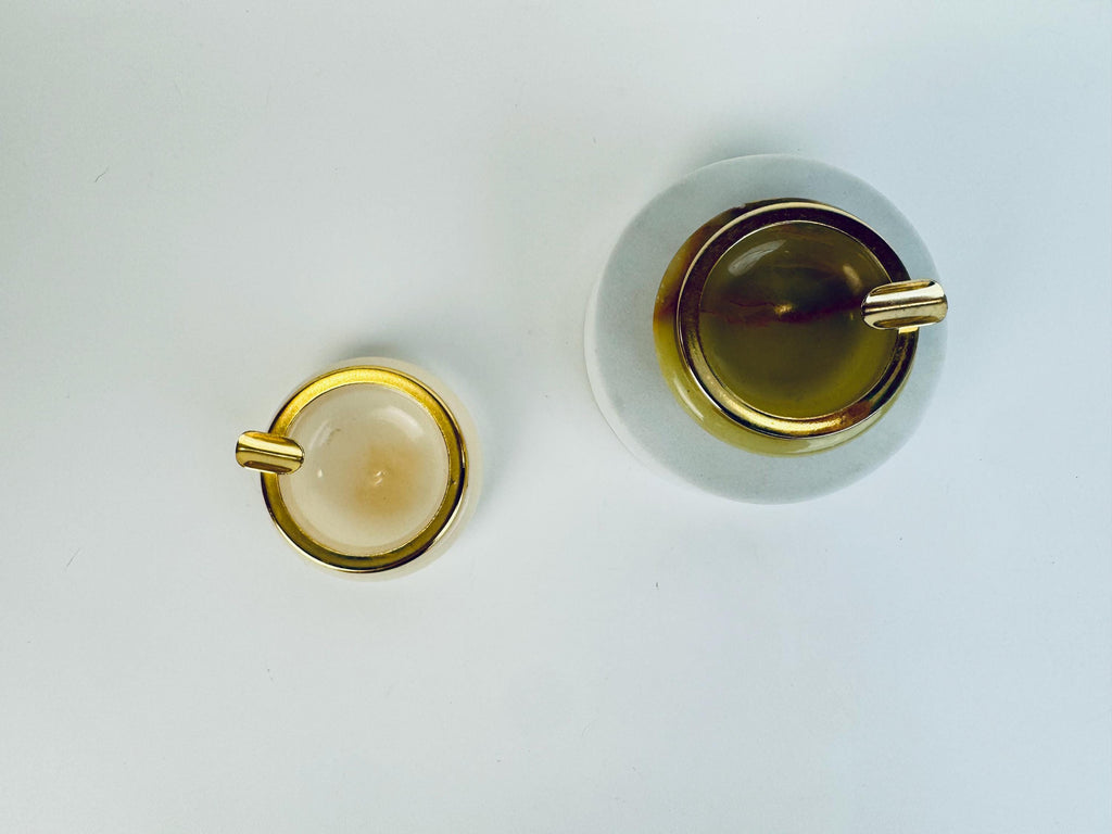 Vintage 1970s Italian Onyx Brass Ashtray in Choice of Styles