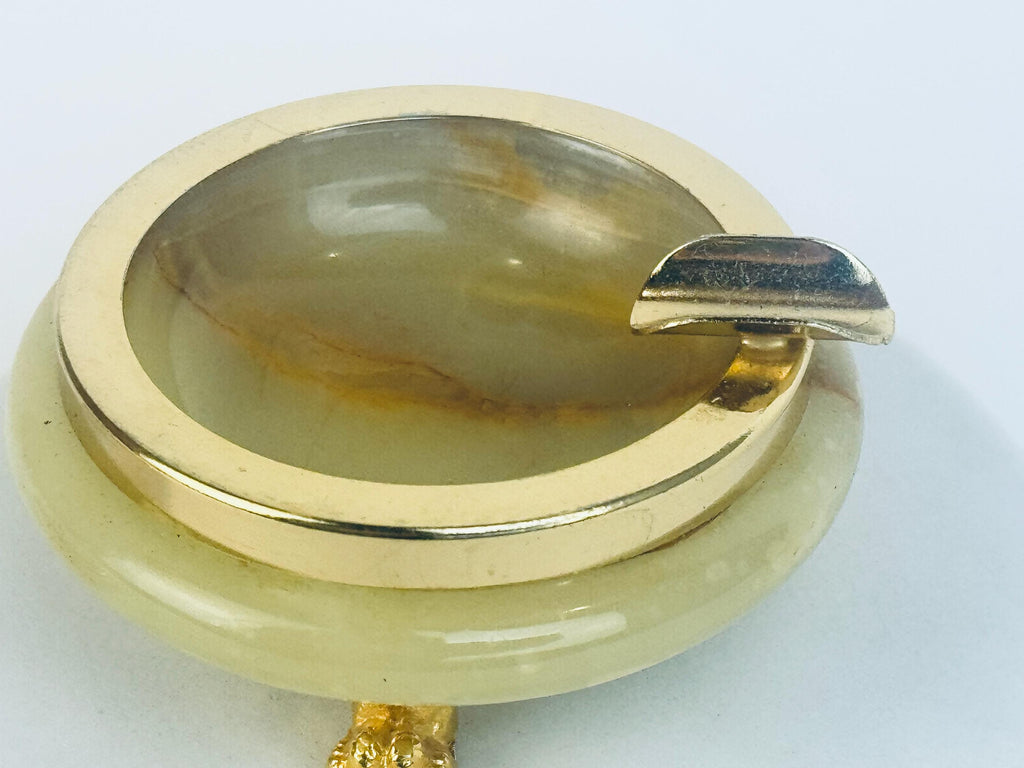 Vintage 1970s Italian Onyx Brass Ashtray in Choice of Styles