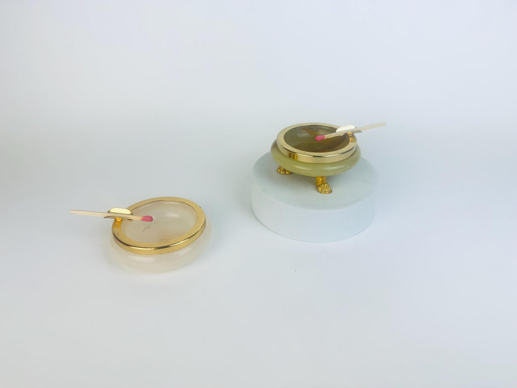 Vintage 1970s Italian Onyx Brass Ashtray in Choice of Styles
