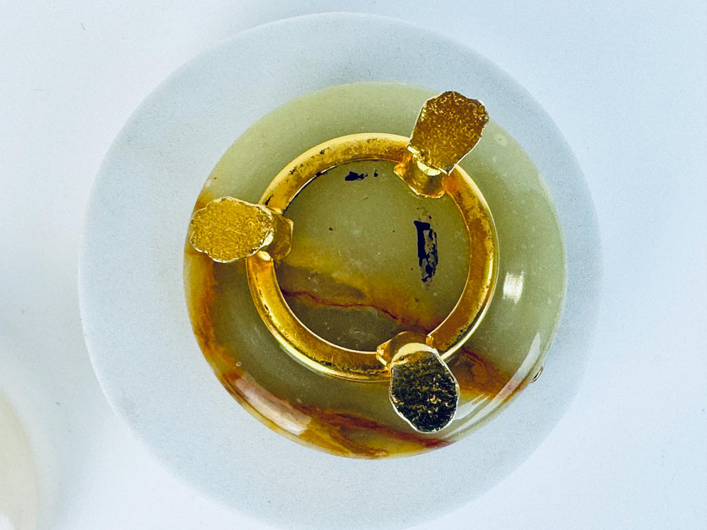 Vintage 1970s Italian Onyx Brass Ashtray in Choice of Styles