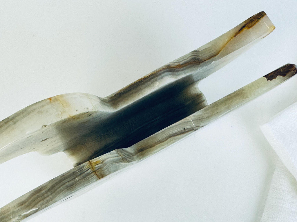 Vintage 1980s Grey Onyx Duck Napkin Holder Italian Stone Tableware