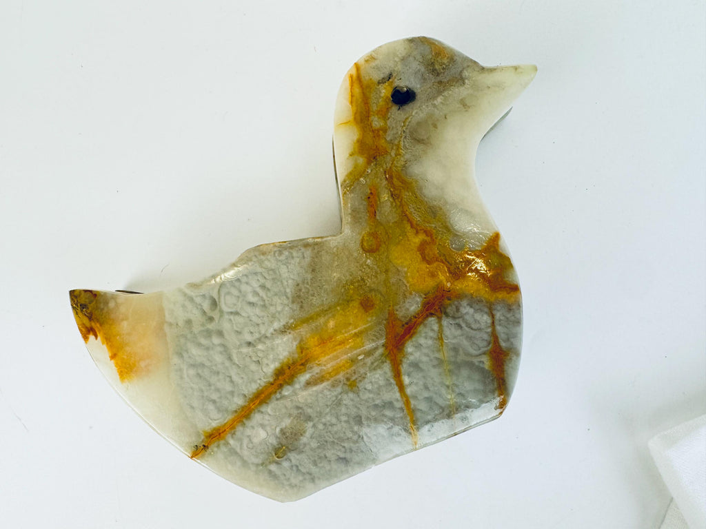 Vintage 1980s Grey Onyx Duck Napkin Holder Italian Stone Tableware