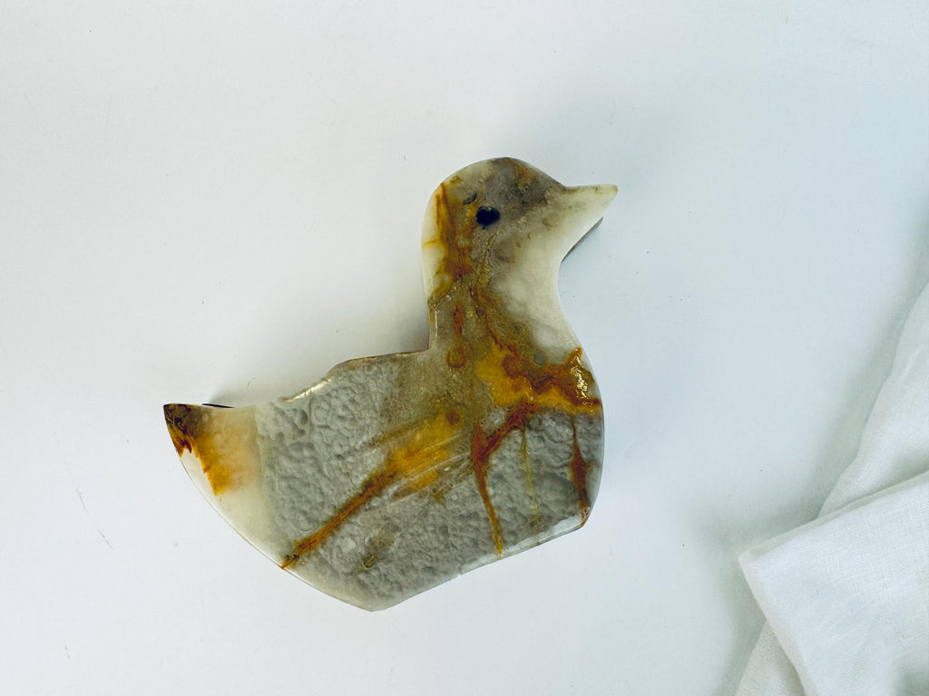 Vintage 1980s Grey Onyx Duck Napkin Holder Italian Stone Tableware