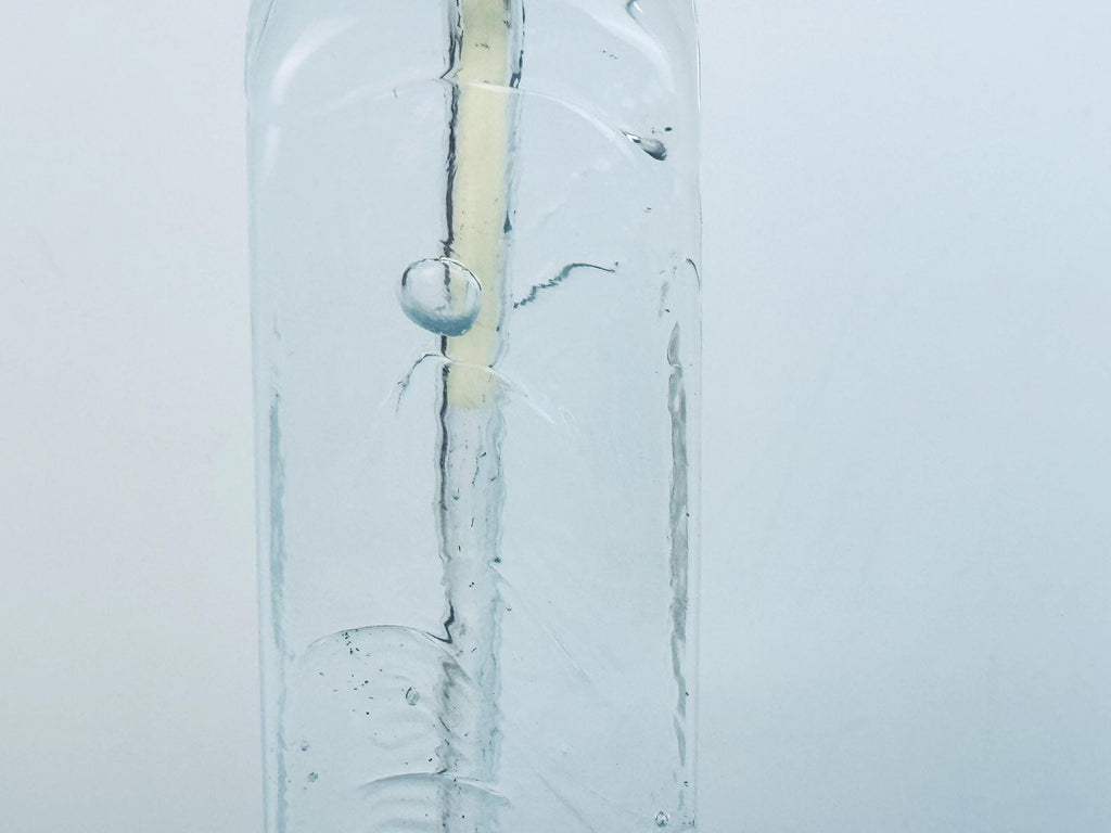 Vintage 1970s Clear Ice Glass Muurla Finland Sculptural Home Accent Extra Thin Candlestick Holders