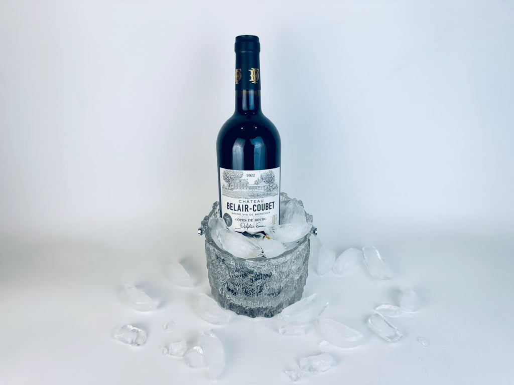 Vintage 1970s Clear Textured Ice Glass Pukeberg Sweden Ice Bucket - Chrome Handle Barware