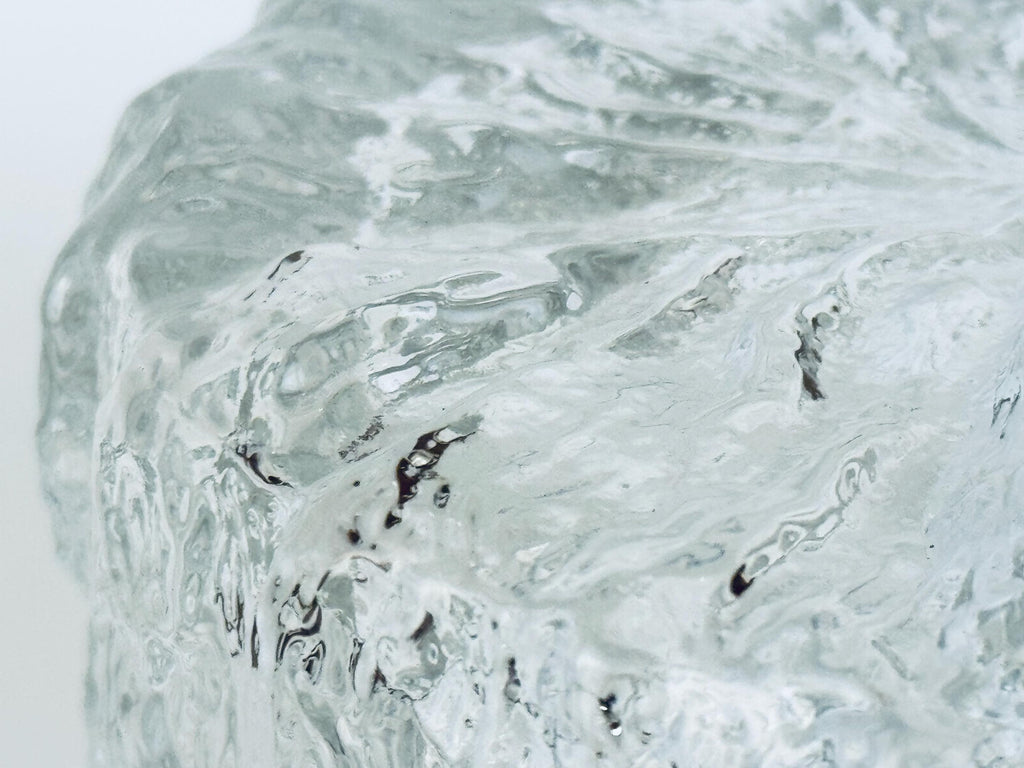 Vintage 1970s Clear Textured Ice Glass Pukeberg Sweden Ice Bucket - Chrome Handle Barware