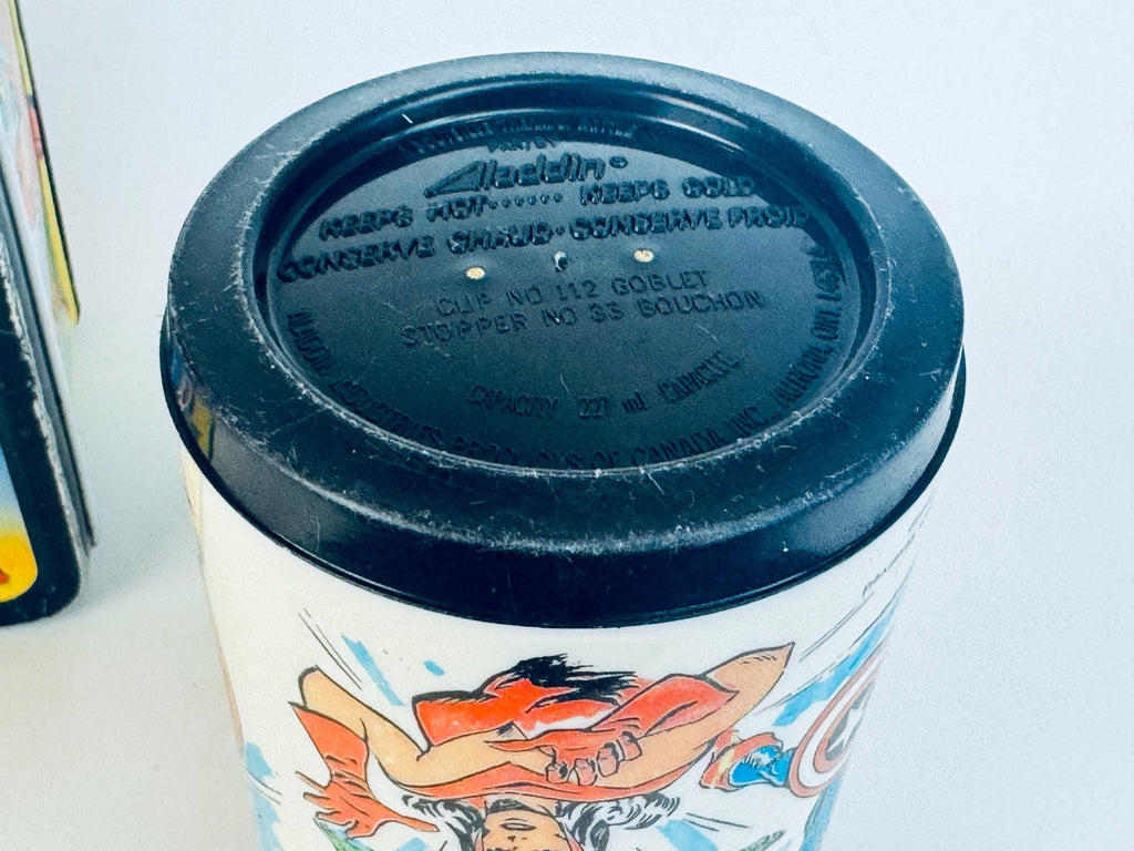 Vintage 1976 Marvel Comics Super Heros Metal Lunch Box & Thermos  Aladdin Industries USA  Spider-Man, Thor, Captain America