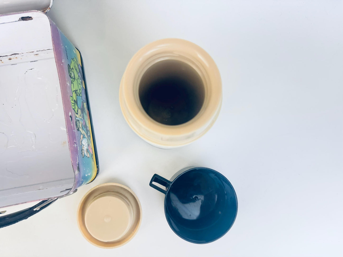 Vintage 1976 Marvel Comics Super Heros Metal Lunch Box & Thermos  Aladdin Industries USA  Spider-Man, Thor, Captain America
