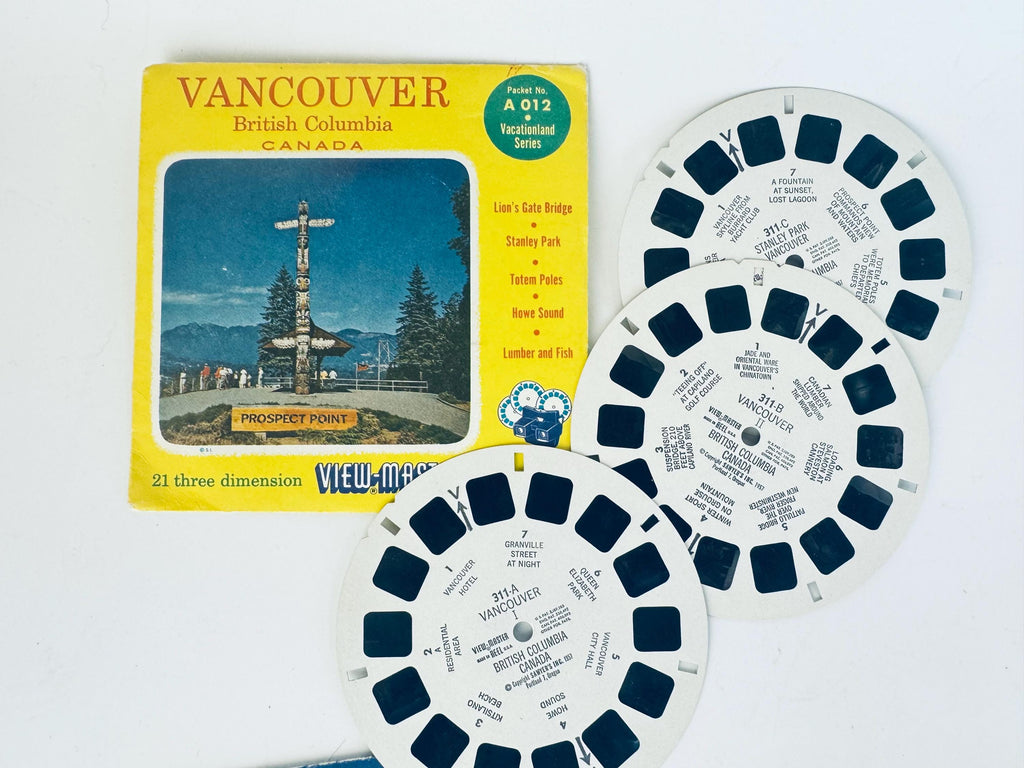 Vintage 1940-1950s View-Master Canada Reels  Vancouver Victoria Lake Louise Niagara Falls Jasper Icefields  Sold Separately