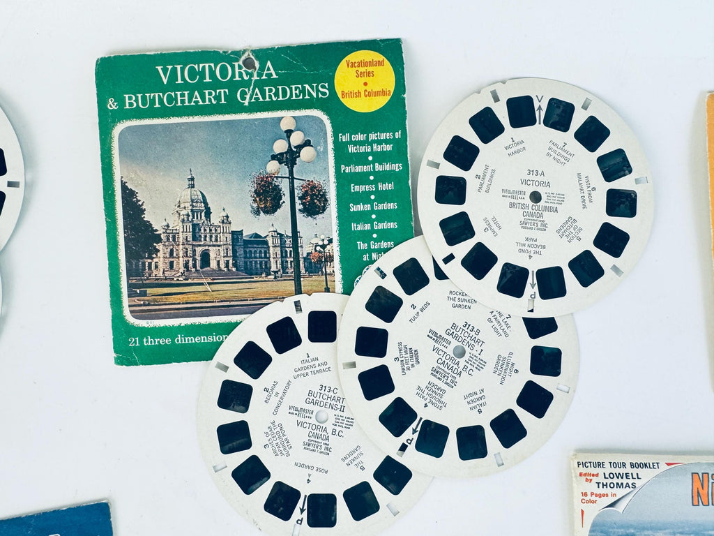 Vintage 1940-1950s View-Master Canada Reels  Vancouver Victoria Lake Louise Niagara Falls Jasper Icefields  Sold Separately