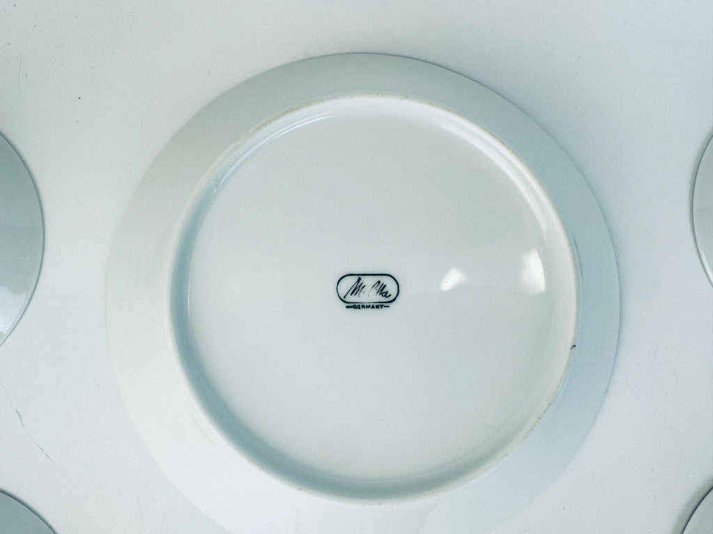 Vintage 1970s White German Porcelain City Scene Dessert Bowl Set