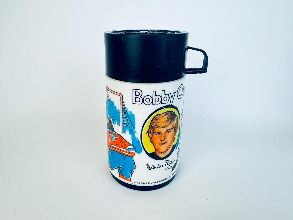 Vintage 1970s Aladdin insulated kids thermos  Star Trek  Woody Woodpecker  Bobby Orr  Wayne Gretzky  Battlestar Galactica designs
