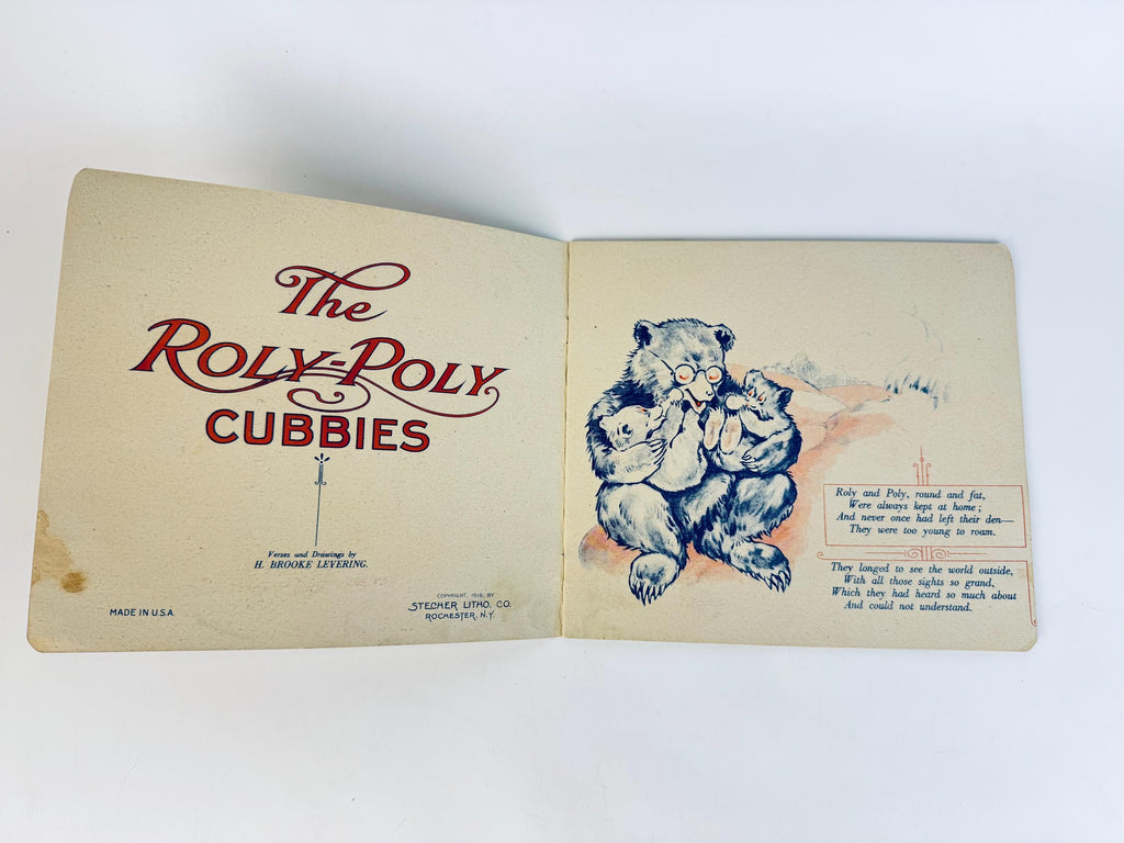 Antique/Vintage 1916 Children's Book “The Roly-Poly Cubbies Brown Bears Lithograph Story Book Collectible