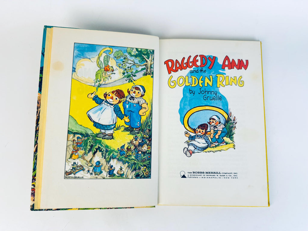 Vintage 1961 Raggedy Ann & The Golden Ring Hardcover Book  1960s Childrens Fantasy Hardcover Illustration Storybook