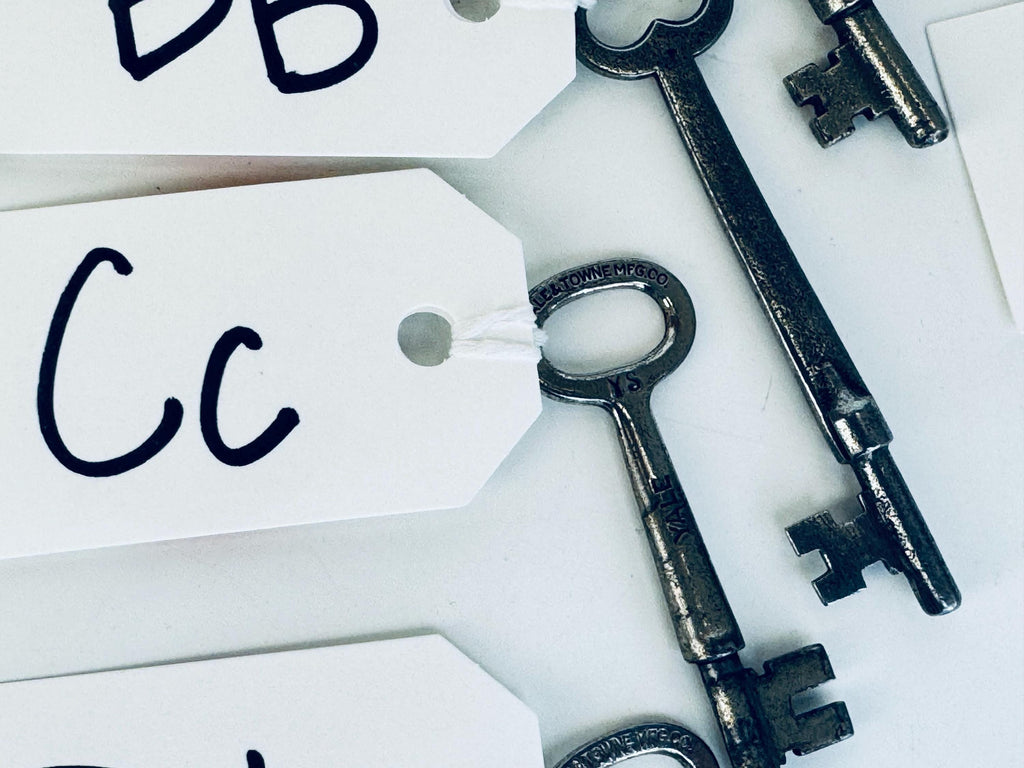 Vintage Solid Metal Skeleton Keys for Crafts & Weddings - Mid-Century Nickel + Steel Keys for Art, Jewelry, Assemblage - Sold Separately