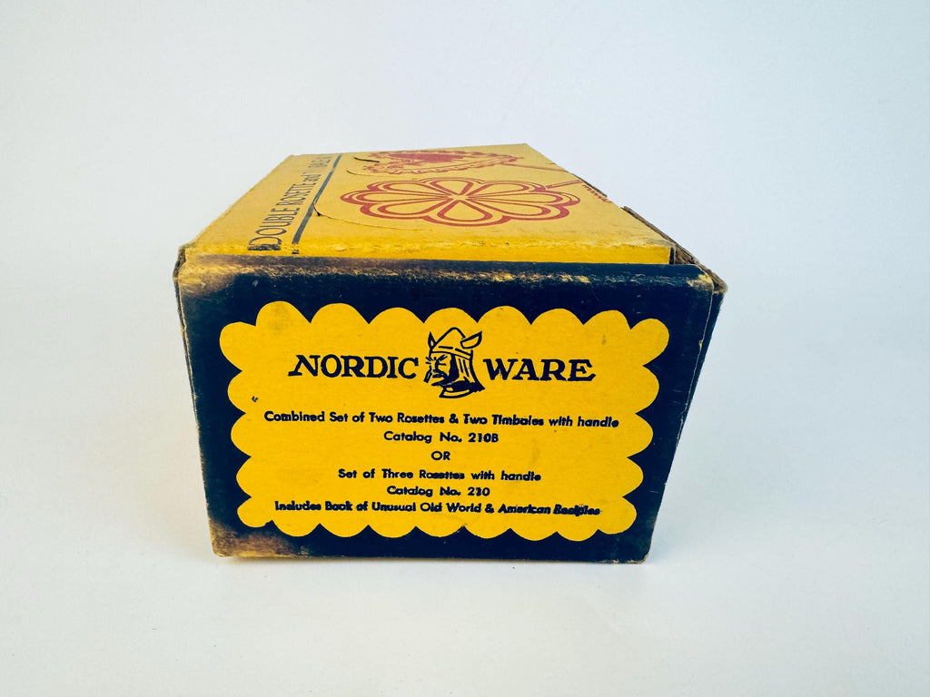 Vintage 1950s Nordic Ware Aluminium Rosette Timbale Iron Set with Box for Baking