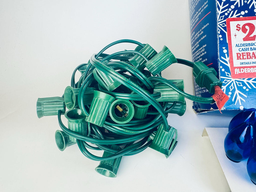 Vintage 1980s ALDERBROOK Outdoor Blue Acrylic Outdoor Christmas Lights - 25 Lights